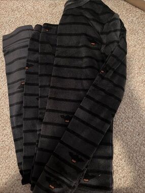 Halloween Pajamas - Black & Charcoal Striped Sweater with Subtle Bat accents